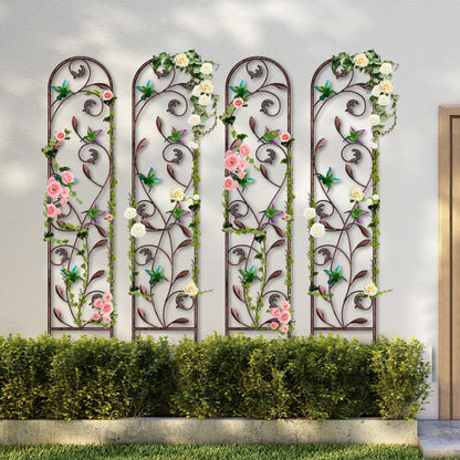aboxoo Set of 4 Packs Hummingbird Metal Garden Trellis for Climbing Plants,Outdoor Decorative Flowers Arch Fence Trellis for Outdoor Patio,Garden,Yard,Backyard,Wall Brackets,60'' H x 11'' W