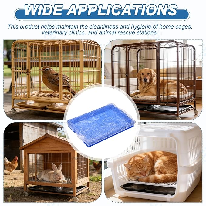Disposable Bird Cage Liners, Clear Plastic Cage Liners for 28x20 Inch Pallets Tray Universal Elastic Film, (30 Pcs), Intended for Parakeet/Cockatiels/Rabbit/Guinea Pig
