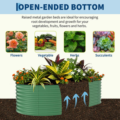 Garvee 8x4x1.5ft Galvanized Raised Garden Bed, Oval Metal Planter Box with Anti-Cut Safety Edges, 359 Gallons Rust-Resistant Deep Root Planter for Outdoor Vegetables, Flowers, Herbs, Green