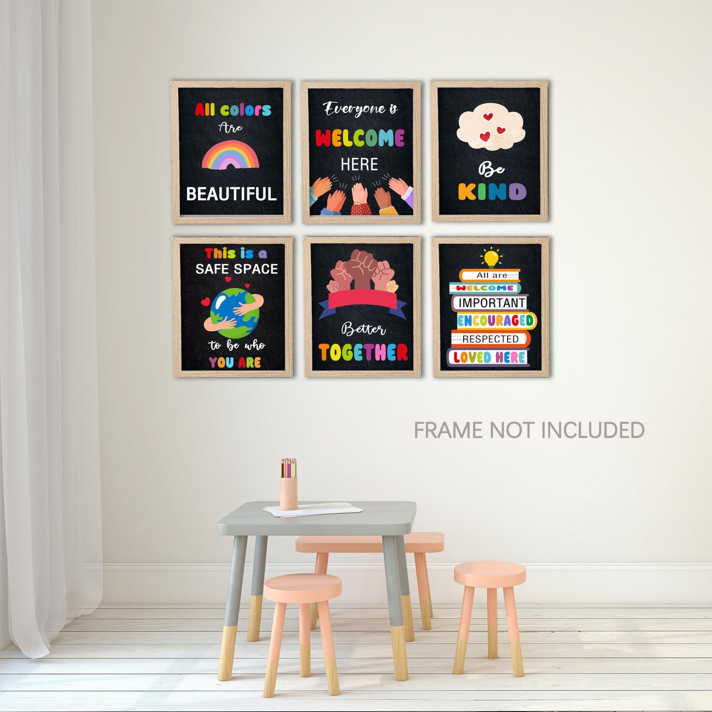 KDMAZH Kindness Diversity Posters - 6 Diversity Decorations for Elementary Classroom Decor, 8x10Inch, Unframed