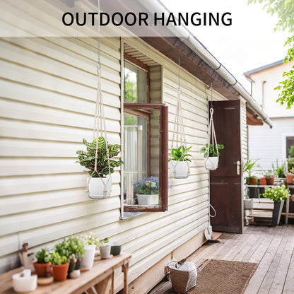 IDEEEPAN Macrame Plant Hanger - Fits 4 to 15 inches Pots for Indoor Outdoor, 43"/35"/29" Different Sizes Set, Ivory (POTS NOT Included)