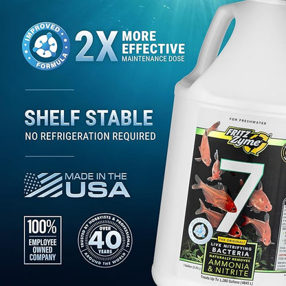 Fritz Aquatics FritzZyme 7 Live Nitrifying Bacteria Naturally Removes Amonia & Nitrite for Freshwater Fish (1-Gallon)