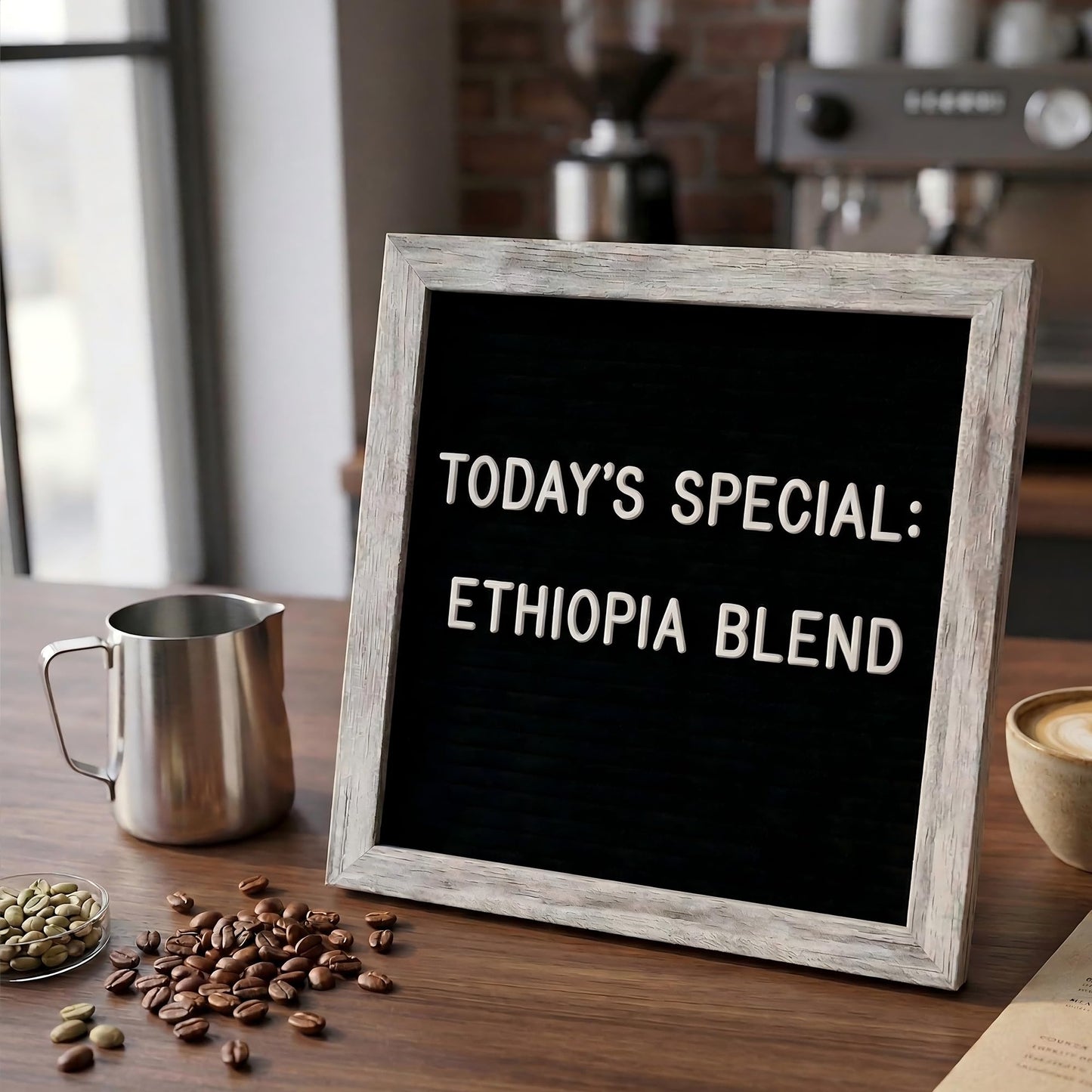C CRYSTAL LEMON Felt Letter Board 10x10 Inches – 336 Letters, Numbers & Symbols – Rustic Black Message Board with Wood Frame, Wall Mount & Display Stand