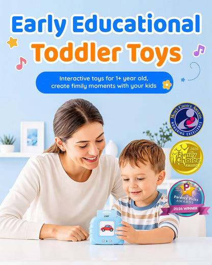 Aullsaty Talking Flash Cards for Toddlers 1-3, Upgraded 248 Sight Words Montessori Speech Therapy Toy, Autism Sensory Educational Learning Toys, Birthday Gift for Boys Girls (Blue)