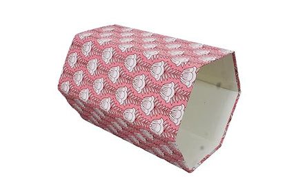 Generic 3.3 Gallon Cotton Hand Block Printed Paper Waste Basket |Small Decorative Trash Can for Housewarming Gifts in Living Room, Bedroom, Bathroom | Eco-Friendly, Plastic-Free (1, PINK LOTS)