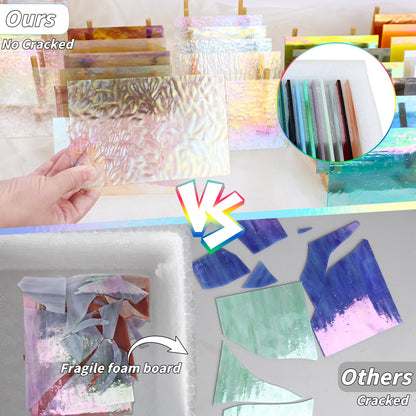 36 Sheets Iridescent Stained Glass Sheet Variety Pack, 4 X 6 inch Cathedral Art Glasses for Home Decor, Stained Glass Supplies for Glass Projects and Mosaic Crafts