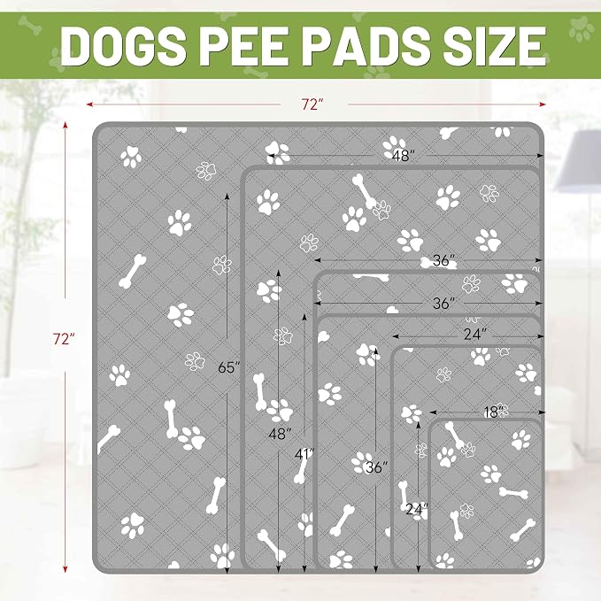 PatiencET Washable Pee Pad for Dogs, 72" x 72" Extra Large, Reusable Non-Slip Waterproof Playpen & Whelping Pad, Super Absorbent Floor Protector for Large Dogs & Multi-Pet Homes