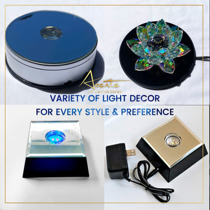 ASENTE 4 LED Display Base - Light Base for Glass Art - Lighted Glass Display and LED Base Light for Crystals, Figurines, and More - Lighted Display Stand w/ White Lights