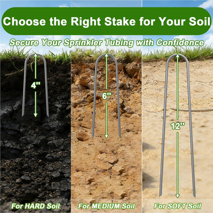 AAGUT 4 Inch Landscape Stakes 150 Pack Garden Drip Irrigation Tubing Stakes Heavy Duty 14 Gauge Galvanized Ground Staples Lawn U Hooks for Soaker Hose, Chicken Wire, Chain Link Fence, Dog Fence