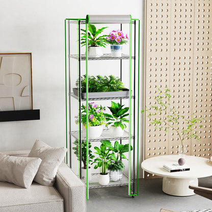 Kweetle Indoor Greenhouse with Grow Light, 5 Tier Mini Greenhouse, Full Spectrum Grow Light with Timer, Plant Shelf with PVC Cover for Seed Starting, Herbs, Vegetables, Balcony, 23.6×17.7×70.8 Inch