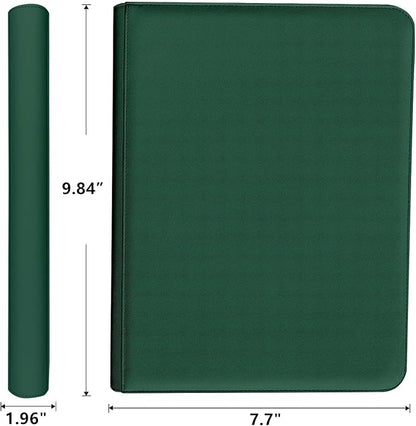 Trading Card Binder 4 Pocket, 240 Pockets Ringless PU Cover Card Collection Binder, Double Sided Card Binder Collector Album, Card Folder for MTG, TCG, Sports Cards, Game Card (Green, 4Pockets)