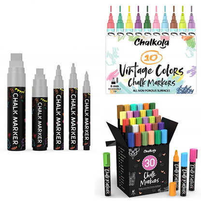 Chalkola 5 Silver Variety + 30 Markers 6mm + 10 Vintage 6mm Bundle