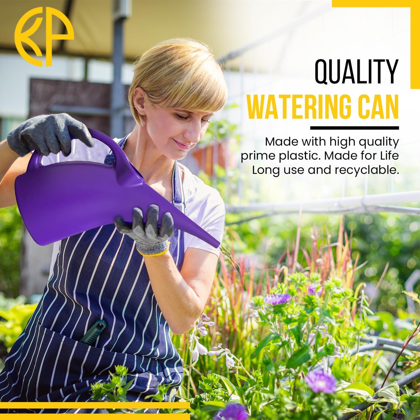 KP Kool Products Watering Can 1/2 Gallon - Small Watering Can for Indoor Plants - Outdoor Watering Can - Purple Plant Waterer - Plastic Watering Can for Garden - 1 Pack