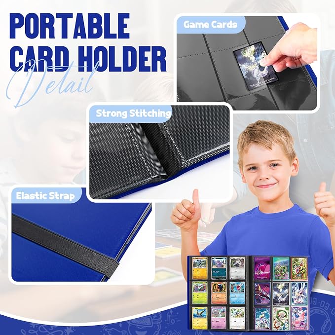 Card Binder 9-Pockets,Trading Card Binder,20 Pages, 360 Card Capacity Collection Binder, Card Folder for MTG, TCG, Game Cards & Sports Cards(Dark Blue)