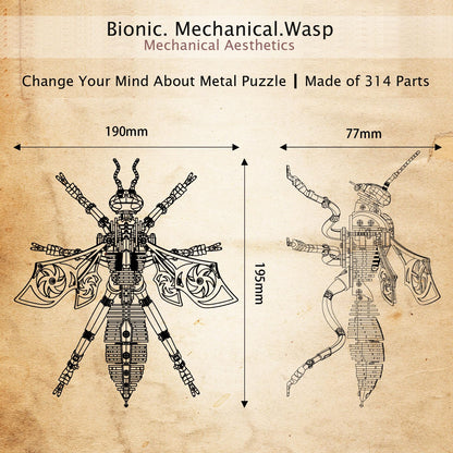 3D Metal Wasp Puzzles for Adults Model Kits Mechanical Puzzle Building Blocks, Difficult DIY for Assembly Gifts for Men (Steel)