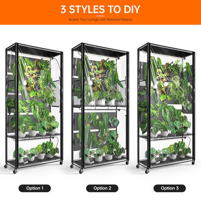 Bstrip Indoor Greenhouse Cabinet with Pegboard, Indoor Greenhouse with Grow Light, 4 Pack 96W Full Spectrum Plant Lights, Ideal for Indoor Plant, Foliage Plants, 35.4"x13.8"x71"