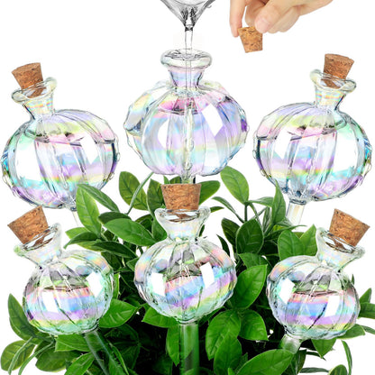 6 Pcs Plant Watering Globes Self Watering Globes Cactus Self Watering Planter Insert Automatic Plant Watering Devices Glass Plant Watering Bulbs for Summer Indoor and Outdoor Plants(Mixed Color)