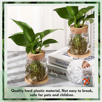 Baderke 12 Packs Propagation Vases for Plants Plastic Plant Propagation with Hole Lid and Bamboo Stand Growing in Water Hydroponic Home Office Desktop Vase Decoration (Cup Style)