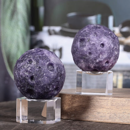 SUNYIK Pack of 2 Rainbow Titanium Coated Druzy Geode Sphere Ball Sculpture & Natural Rose Quartz rystal Ball with Stand