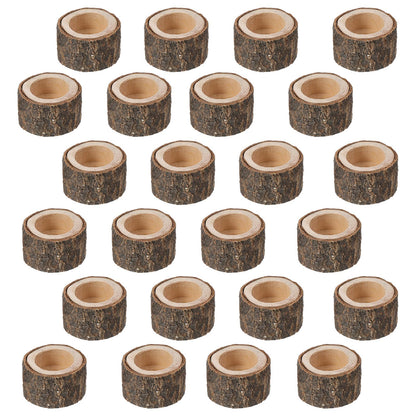 24 Pcs Wooden Tea Light Candle Holders Votive Candle Holders, Rustic Wooden Pillar Candle Stands Vintage Tealight Holders Set Candle Centerpieces for Dining Table Wedding Party, 1.6" H