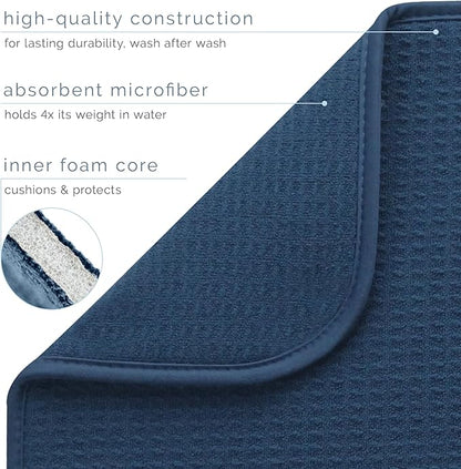 S&T INC. Dish Drying Mat XL, 18” x 24”, Absorbent Microfiber Kitchen Counter Mat, Dish Drying Pad for Dishes, Utensils, Pots and Pans, Extra Large, Navy