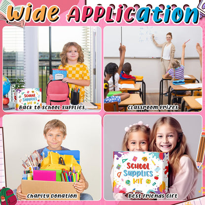 Gilprop 79 Pcs Back to School Supplies Box for Kids K-5 Students Elementary Middle School Supplies Kit Bundle Bulk Essential Pen Notebook Stationery for Primary Student Classroom(Pink)