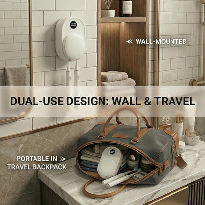 UVaryone UV Toothbrush Sanitizer Holder Wall Mounted for Bathroom, Travel Toothbrush Case Design, Electric Toothbrush Holder with UVA+UVC Light & Fan Drying, USB Rechargeable Toothbrush Cleaner