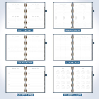 And Per Se Teacher Planner 2025-2026 Academic Year -Teacher Lesson Planner from July 2025 to June 2026, 8.5" x 11", Weekly & Monthly Planning for Teachers with Monthly Tabs, Stickers (Stone Blue)