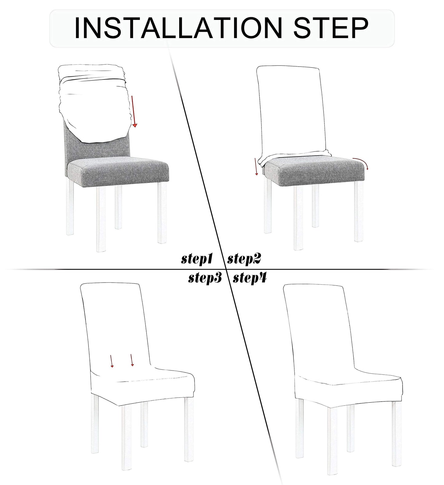Obstal Black Stretch Spandex Dining Room Chair Covers ?Set of 4 Universal Removable Washable Chair Seat Slipcovers Protector for Kitchen, Ceremony, Wedding, Banquet, Hotel and Party