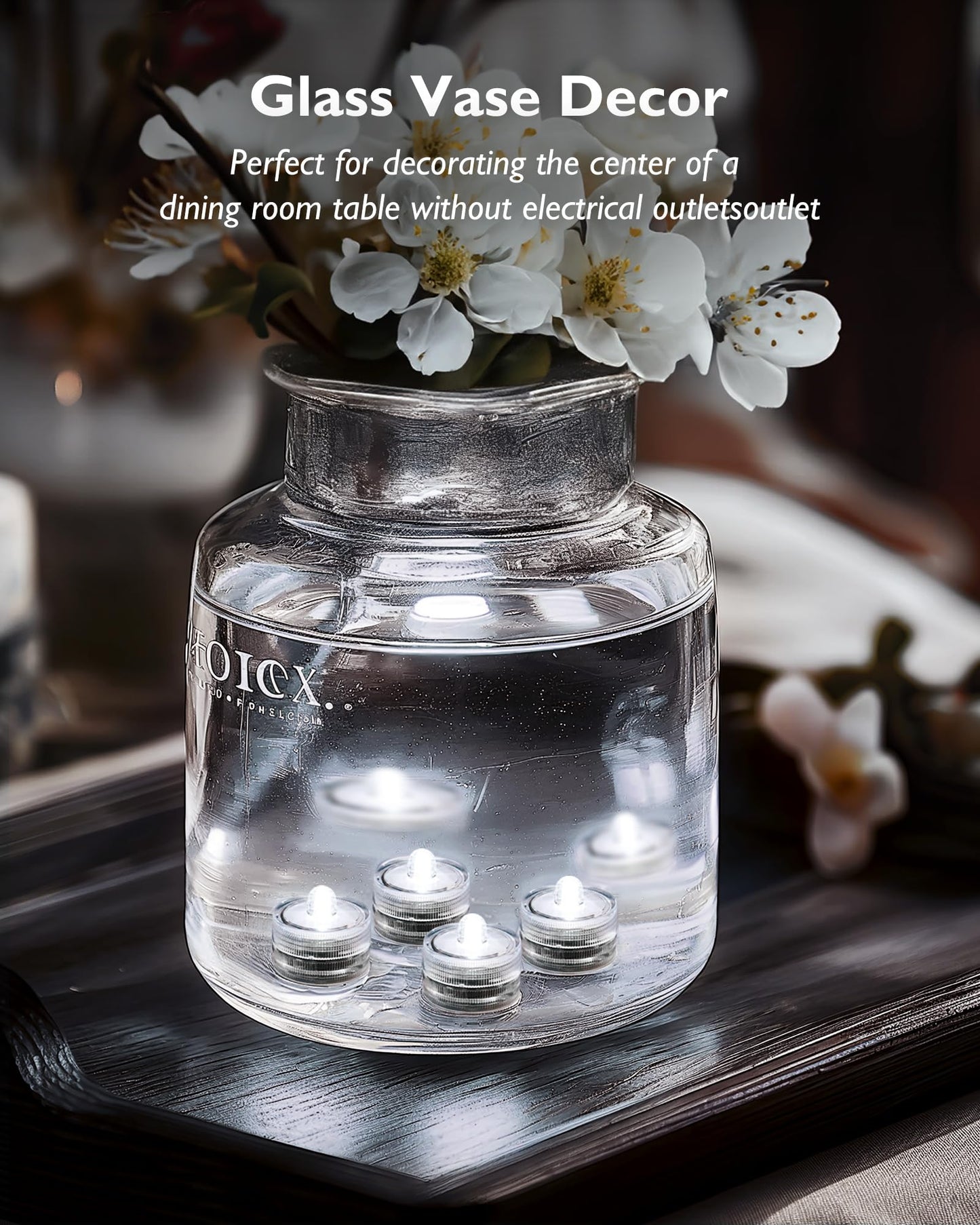 Homemory 12pcs Mini Submersible LED Lights, 150+Hour Waterproof Small Tealight Candles,Battery Operated Underwater EFX Light for Vase,Pool Pond,Halloween Lantern Decor