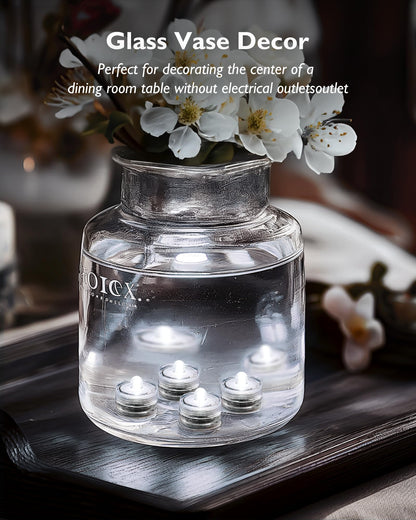 Homemory 12pcs Mini Submersible LED Lights, 150+Hour Waterproof Small Tealight Candles,Battery Operated Underwater EFX Light for Vase,Pool Pond,Halloween Lantern Decor