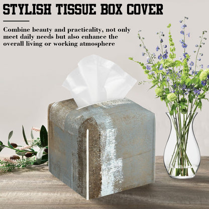 OHEGBXE Grey and Beige Abstract Art Tissue Box Cover Square, Tissue Box Holder Leather Facial Paper Case Decorative Organizer Holder Dispenser Home Office Car Decor