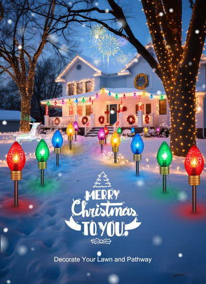 Minetom C9 Christmas Pathway Lights - 2 Pack Jumbo Multicolor, 10.5 Feet, Plastic, Model GY-C-50.6-U-B1
