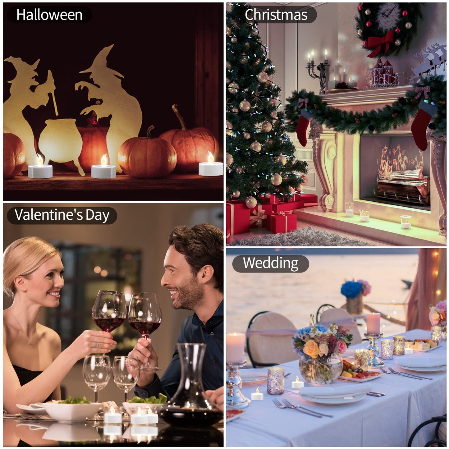 KOABY 100 Pack Warm White LED Tea Lights, Last 100H+, Flickering Flameless Battery Operated Tea Lights for Decor