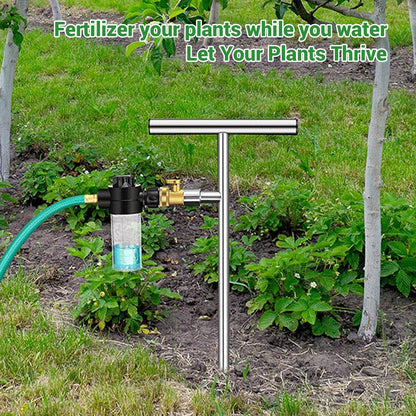 Deep Root Watering Tool, Stainless Steel Root Feeder with Fertilizer Bottle Watering Wand Irrigation System Watering Stake for Trees Bushes Shrubs with Brass Valve T Handle