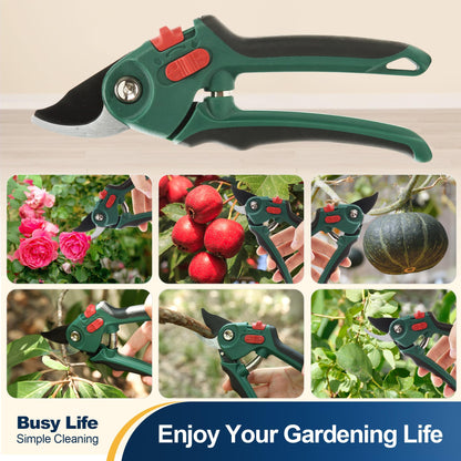 Yocada Garden Pruning Shears 2 Pack Garden Clippers Steel Shears Scissors for Gardening Sharp Handheld Heavy Duty Hedge Plant Branch Clippers Scissors Pruners Tools