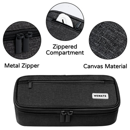WEMATE Back to School Pencil Case - Large Pencil Pouch with Zipper Organizer for College, High School, Cute Waterproof Pencil Bag, Pencil Box for Teachers Black