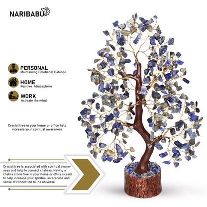 NARIBABU Lapis Lazuli Crystal Tree, Healing Crystals, Gemstone Tree, Crystals and Gemstones, Feng Shui Gifts for Women, Home Decor, Shelf Decor, Ornaments for Living Room, Crystal Gifts for Women