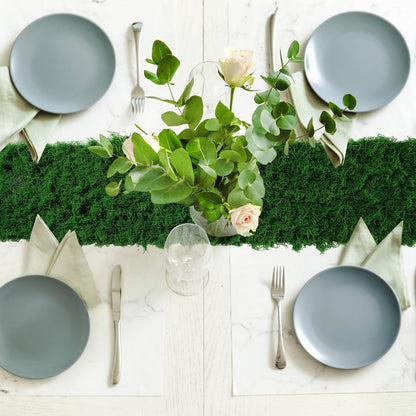Zeyune 2 Pcs Artificial Moss Table Runner for Wonderland Tea Party Decoration 12 x 71'' Fake Moss Sheet Roll Waterproof for Enchanted Forest Fairy Decor Holiday Garden Wedding Birthday (Dark Green)