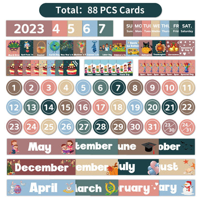 Monthly Calendar Pocket Chart for Classroom, Printed Days of The Week with Cards, Learning for Home or Kindergarten, Teacher Must Have Supplies That Fits Any School Décor (White)