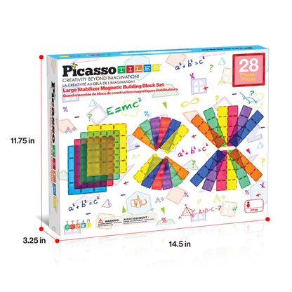 PicassoTiles Large Stabilizer Building Block Base Magnetic Building Block Tiles Jumbo XL Plate Foundation Kit Magnet Tile Stacking STEM Toy Set Compatible Education Construction Learning Square Set