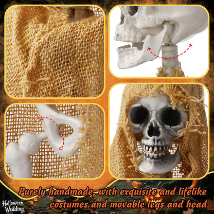 Poen 4 Pack 16" Halloween Hanging Skeleton Decorations Small Full Body Posable Skeletons with Movable Joints Plastic Mini Spooky Decor for Halloween Party Haunted House Lawn Graveyard Props(Zombie)
