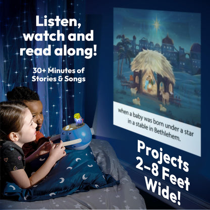 Luna StoryTime Kids Book Projector – 6 Bible & 5 Classic Read-Aloud Stories, 10 Songs & Night Light & Soothing Dream Music | Children Ages 3+ Storytime Projector for Kids & Toddler | Toys, Owl & Angel