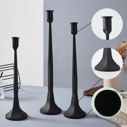 Denique Iron Taper Candle Holder Set of 3, Black Candlestick Holders 19.3”17” 14” Heightening Decorative Candle Stand Set for Wedding, Dining Table, Home Decoration (Black)