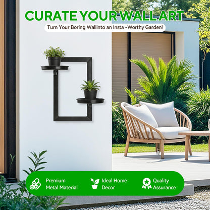 TECKED 4 Pack Wall Planters for Indoor Plants, Modern Style, Hanging Plant Holder, Window Plant Hanger, Black, Space Saving, Durable