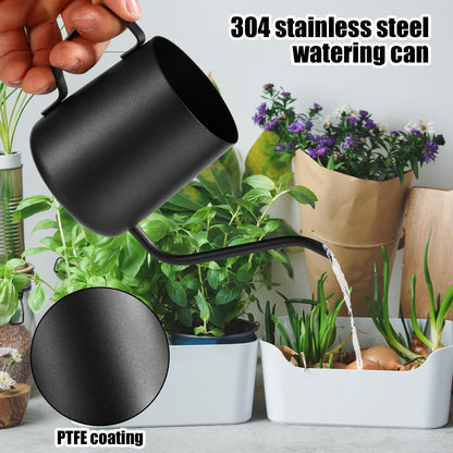 Plant Watering Can, 12 oz / 350 ml Stainless Steel Plant Watering Pot Small Watering Can with Long Spout for Indoor House Plants Flower Bonsai Outdoor Garden