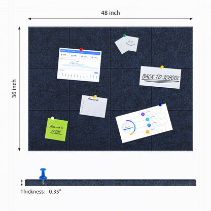 Large Cork Board for Walls 48"x36" |Cork Board Alternative| 12 Pack Felt Wall Tiles| Dark Blue Bulletin Board with Removable Adhesive | Cork Boards Pinboard for Office Home Classroom，Dark Blue