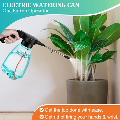 Dunkive Electric Spray Bottle Plant Mister for Indoor Outdoor Plants, 0.5 Gallon Automatic Watering Can Rechargeable Battery Powered Sprayer with Adjustable Spout for Gardening, Cleaning(Green Style)