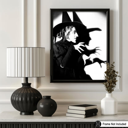 Monem Art Wicked Witch Poster - Wicked Witch of the West Print - Black and White Art - Photography Design - Halloween Print - Bedroom or Office Decor - 8x10 UNFRAMED Wall Decor