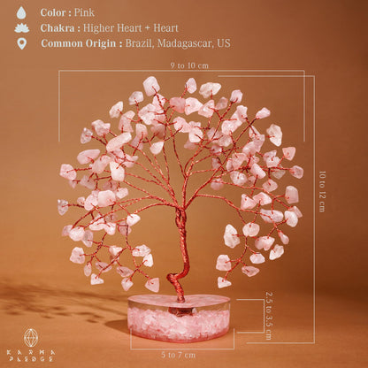 Rose Quartz Crystal Tree of Life Birthday Gifts for Women, Girls Friends, Handmade Chakra Healing Crystals Tree for Home Office Decor, Positivity, Good Luck, Money, Unique Gifts for Her Mom, Sister